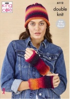 Knitting Pattern - King Cole 6112 - Riot DK - Ladies Hat and Hand Warmers